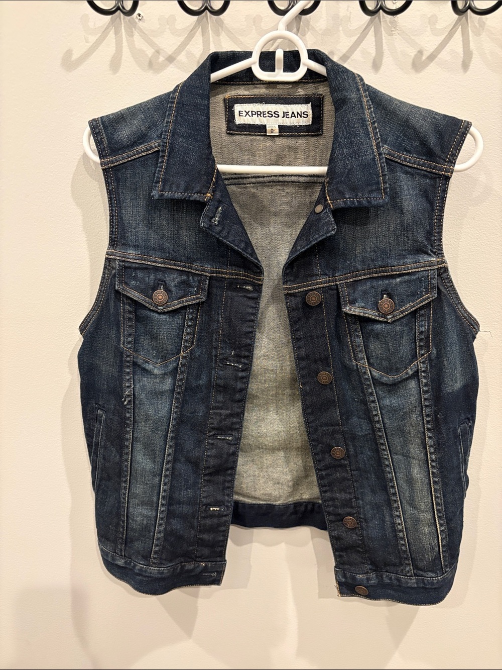 Express Dark Blue Denim Vest